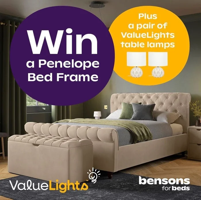 Image for Win a Penelope Bedframe and a Pair of Table Lamps
