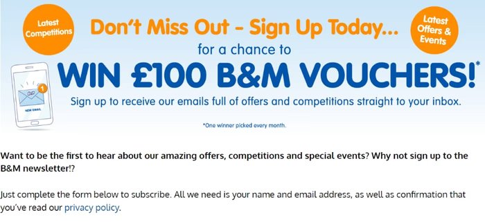 Image for Win &pound100 B&M Vouchers