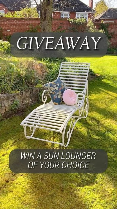 Image for Win a Large Cream Metal Sun Lounger or Large Sage Green Metal Sun Lounger
